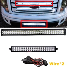Upper Grille Lower Hidden Bumper Combo LED Light Bar Kits For Ford F150 09-14