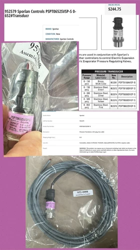 SPORLAN 952579 PRESSURE TRANSDUCER 652 PSIG + #18 AWG CABLE  PSPT0652SVSP-S R744
