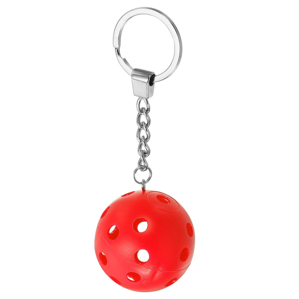 PE Plastic Mini Pickleball Keychain - Red Golf Ball Ornament