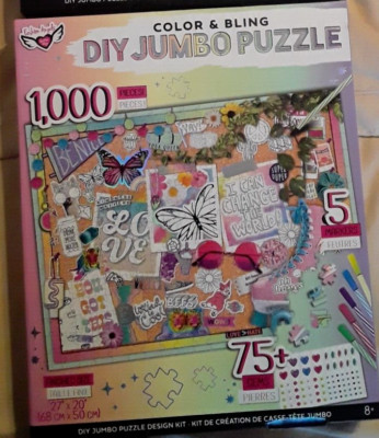 Fashion Angels Color & Bling DIY Jumbo Puzzle Gems Markers Craft  1000 Pcs 27x20
