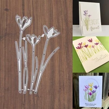 Crocus Flower Trio w Leaf/Grass Cutting Dies – Long Stemmed