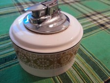 Accendino da tavolo Ronson Varaflame Wedgwood - Butano - Porcellana bianca e oro