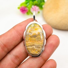 Bumblebee Jasper Gemstone Pendant Handmade 925 Sterling Silver Jewelry For Gift