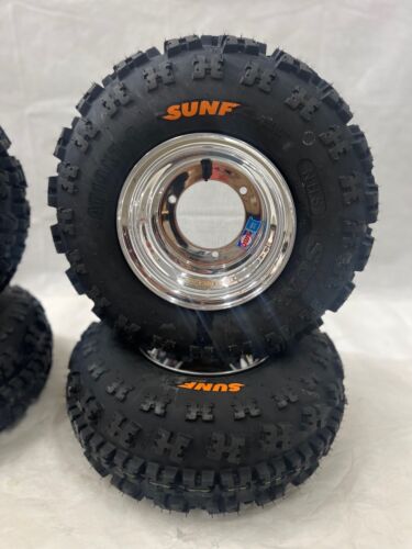 DWT Polished 8" Front Rear Wheels Rims 19" Sunf A027 19x7-8 Tires Suzuki LT80 - Picture 7 of 9