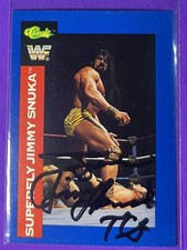 Jimmy Superfly Snuka Signed 1991 Classic WWF Card #18 WWE Certified