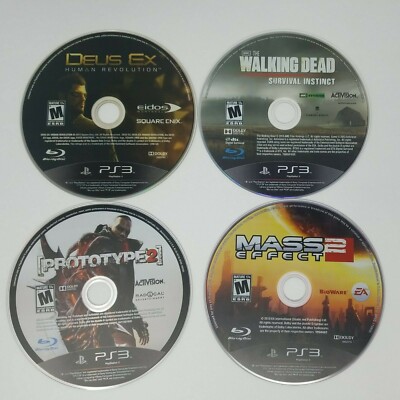 Lot Of 4 Sony Playstation 3 Games Disc Only Prototype 2, Mass Effect 2, Deus Ex