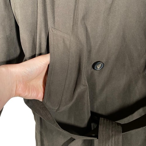 Vintage Ralph Lauren Trench Coat Mens 44R Olive Brown Double Breasted Microfiber - Picture 6 of 17