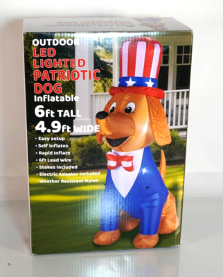 6 FT Airblown Inflatable Patriotic Uncle Sam DOG Lighted July 4th  display picture 1