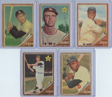 1962 Topps 10 Card Lot Inc. Eddie Yost, Dean Chance Rookie, Tommy Davis