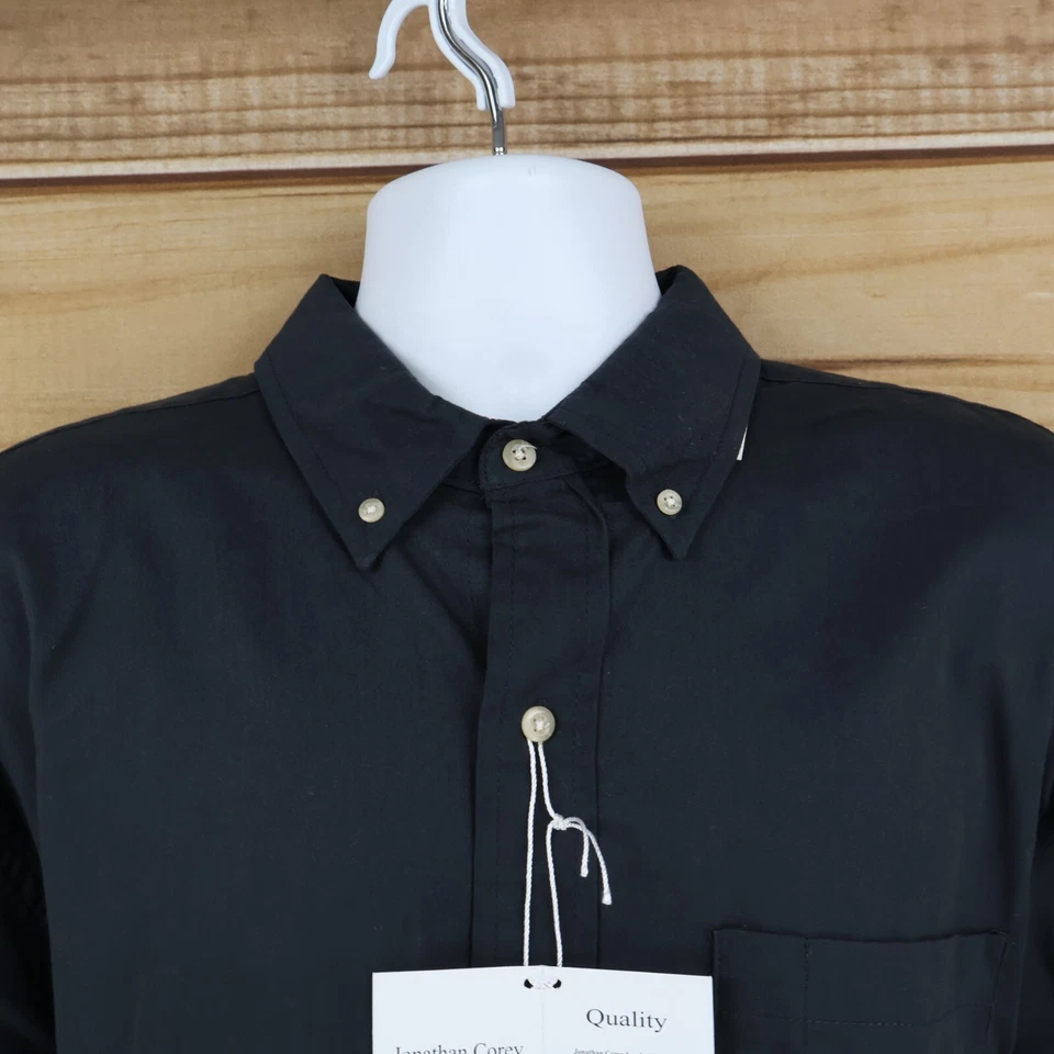 Рубашка Jonathan Corey с воротником на пуговицах мужская размер XL (17) черная хлопковая - Изображение 4 из 4