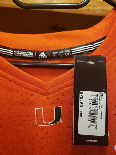 NEW Adidas Miami Hurricanes Home Football Jersey #18 Orange Men’s Size Large - Bild 5 von 7