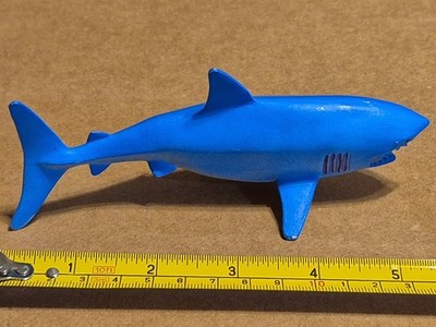 Fun Express Blue Shark Hollow Plastic Figure Toy Derpy Face Marine Ocean Animal 