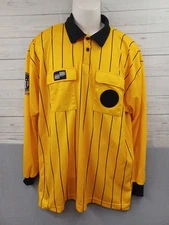 Official Sports Soccer Referee USSF Long Sleeve Jersey Shirt Yellow Black XL