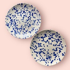2 x Habitat 60 Blue Splatter ware Jackson Stoneware 11”  Dinner Plates Portugal 