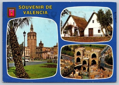 Vintage Souvenir Valencia Spain Photochrome Litho Postcard 1992