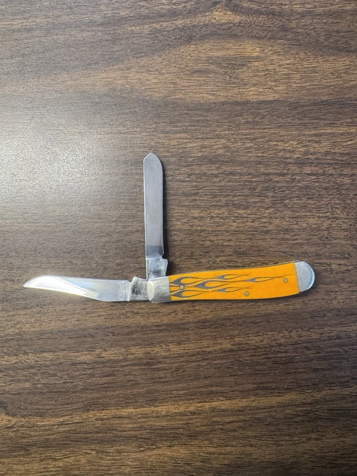 2004 CASE XX ORANGE BONE MINI TRAPPER 6207 SS 2 BLADE KNIFE OCC COUNTY CHOPPERS - Image 2 of 2