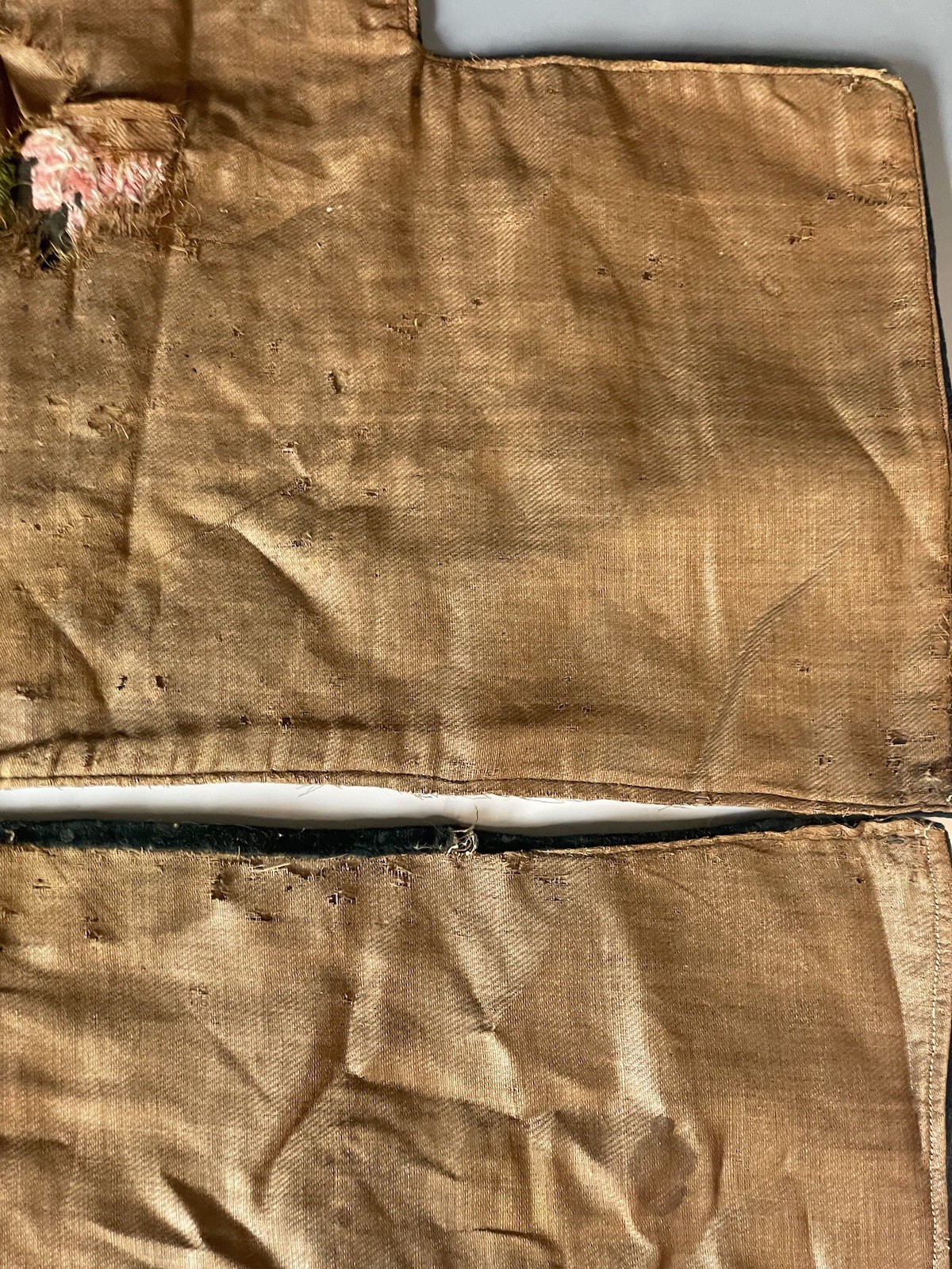 Pair of Antique 19th C. Hand Stitched Embroidered Black Velvet Panels Victorian