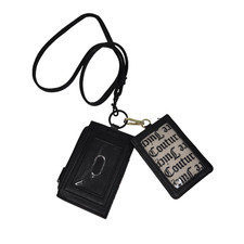 Vtg Juicy Couture Tab Card Wallet ID Drivers License Lanyard Petal Rose Black