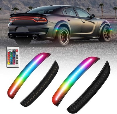 AUTOONE RGB & LED Side Marker Lights for Dodge Charger 2015-2023 | Upgraded Smok