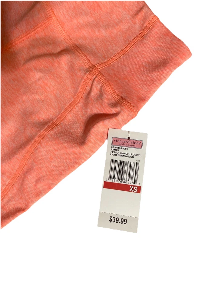 NUEVO CON ETIQUETAS Niñas Vineyard Vines Performance Leggings Luz Neón Melón Talla Xs Bolsillo SD Foto 2 de 4
