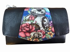 Star Wars Women  s Black Wallet BB8 Stormtroopers R2D2 Darth Vader Floral Pattern