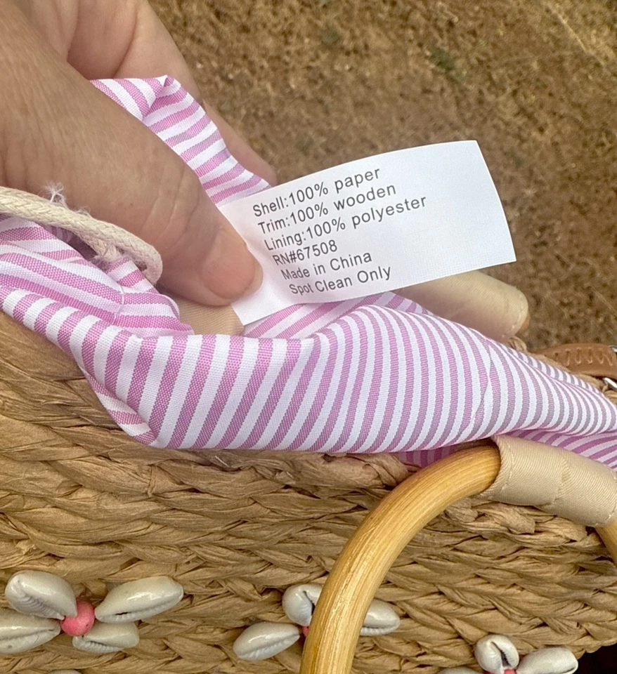 Adorable Cartera HM: Cowrie Seashells, Papel y Madera Triple Extraíble Correas Largas Foto 3 de 4