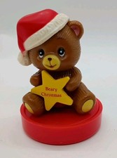 Vintage Russ Berrie Miniature Red Stocking Hat Bear Beary Christmas Star 2 EUC