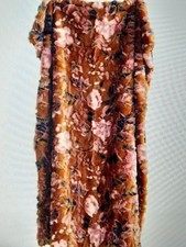 ANTHROPOLOGIE SEREN BLANKET/THROW.FAUX FUR.LARGE. BROWN/ORANGE/PINK/GREEN.BOHO.