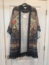 Umgee BNWT Women s Boho Floral Kimono With Fringe Size M/L