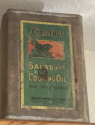 ANTIQUE 1800 s Mountain HOMESTEAD Rare CHALLENGE Cooking/Salad Oil 5 GALLON Can