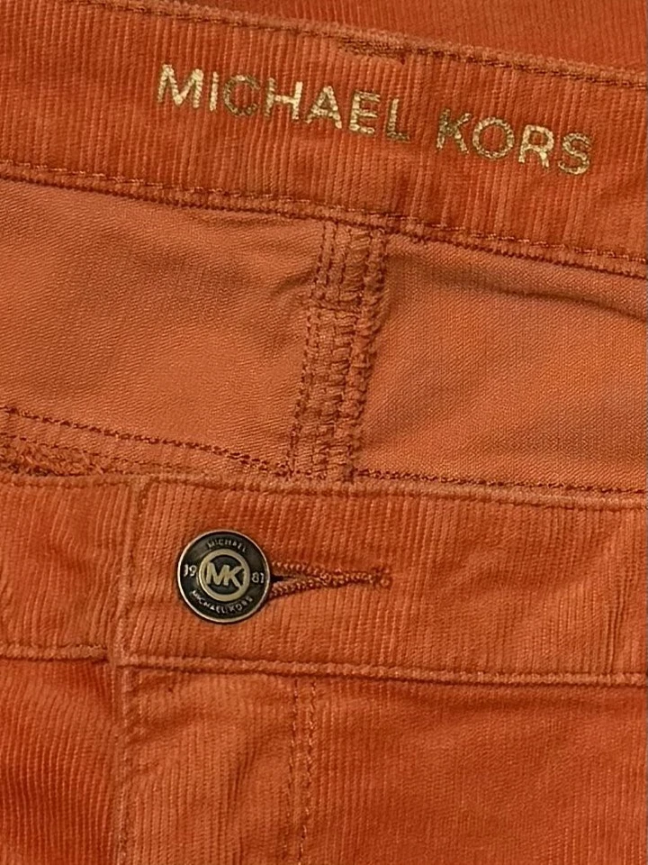Pantalones ajustados MK Michael Kors naranja especia pana elásticos talla 12 (36X31) NUEVO Foto 3 de 4