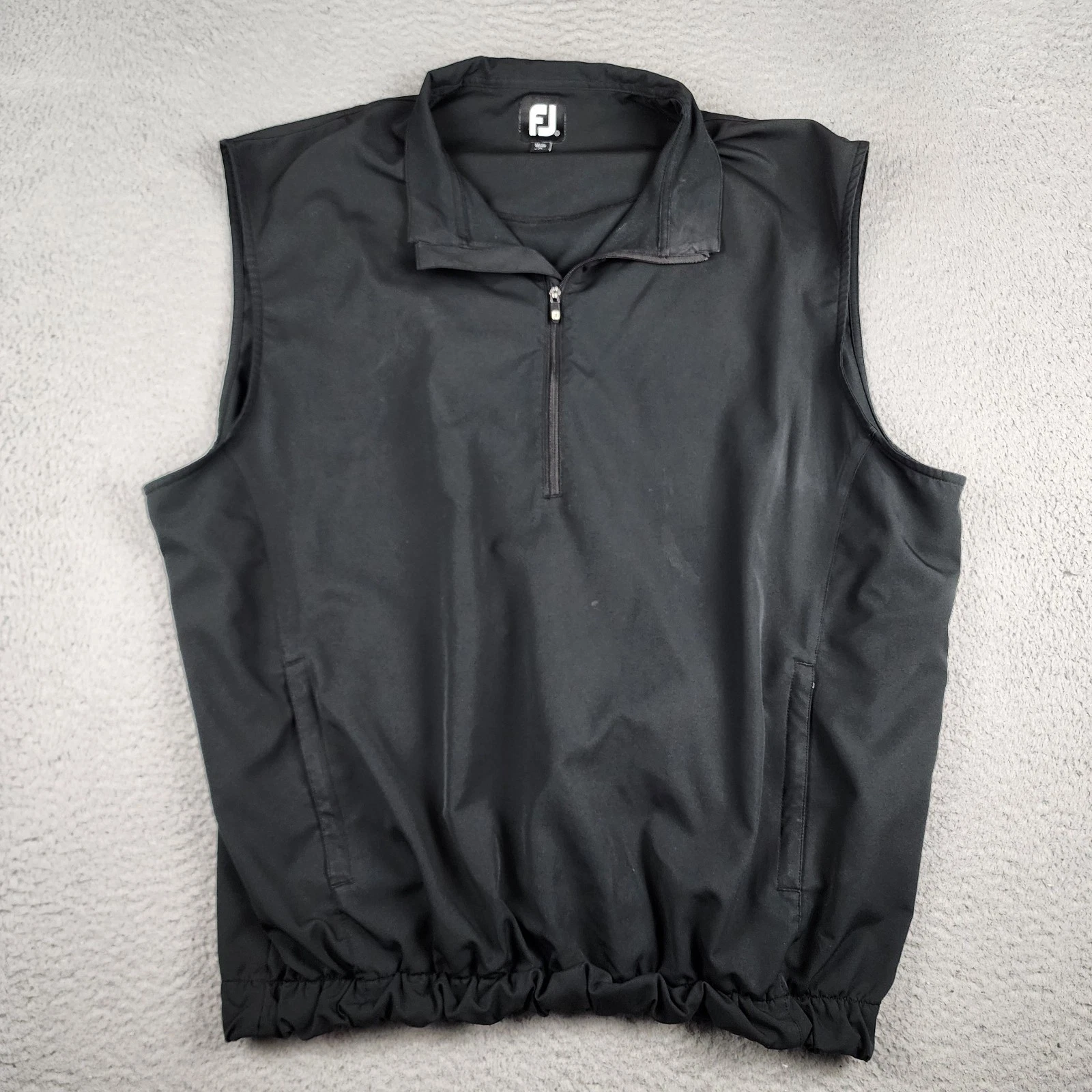 Footjoy Vest Mens Large Black Half Zip Outdoors Golf Performance Casual