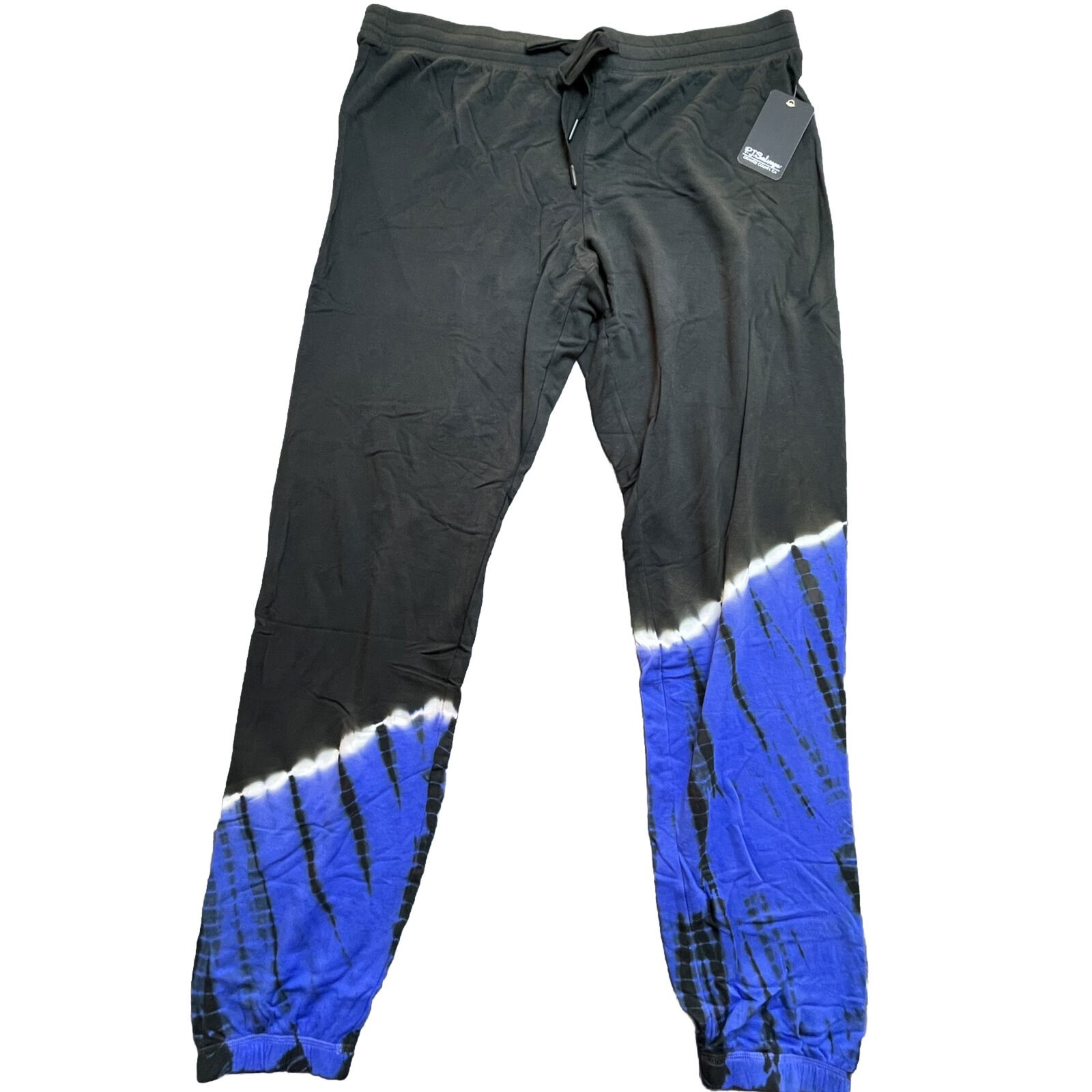 PJ Salvage Womens Large Black Blue Tie Dye Lounge Pants Cozy Drawstring Comfy