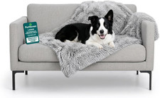 Waterproof Throw Blanket for Dogs Indoor Cats, Washable - Shaggy Plush Calming