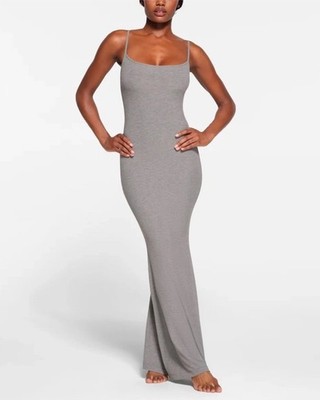 SKIMS Soft Lounge Long Ribbed Slip Dress Heather Gray Woman s XS New with Tags