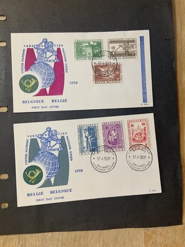 Belgium lot of 2 1958 FDC Covers United Nations Bruxelles Belgium World’s Fair 2