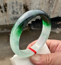 Certified Natural Grade AAA Ice Green Burmese Jade jadeite bracelet bangle 60MM