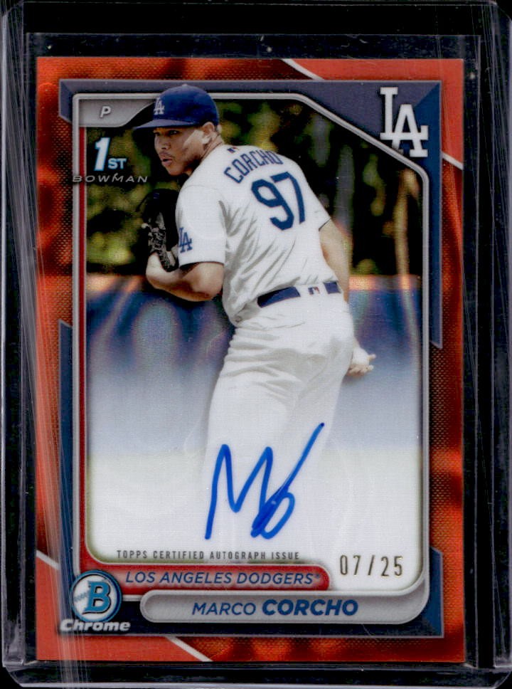 2024 Bowman Chrome Marco Corcho Auto Orange Lava Refractor 1st #7/25