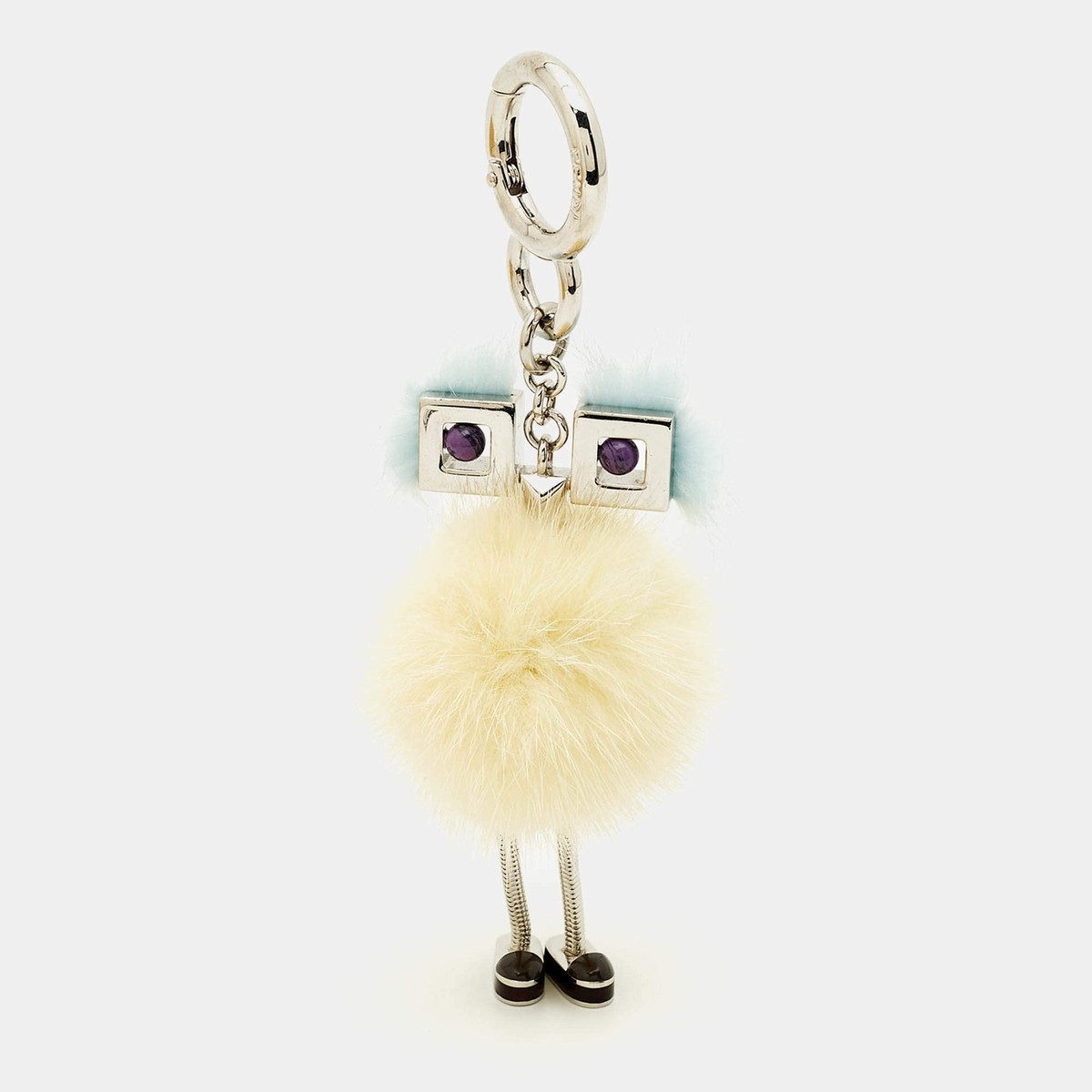 Fendi Bag Charm YellowBlue Fox Fur Hypnoteyes Chick Pom Pom | eBay