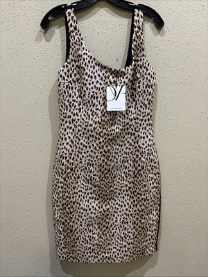 $348 New DIANE VON FURSTENBERG Animal Cheetah Print 100% SILK Jersey Dress US-10