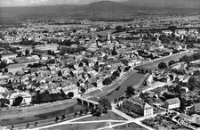 Rastatt Baden Germany Aerial View Murg River Black Forest RPPC 1958 Postcard