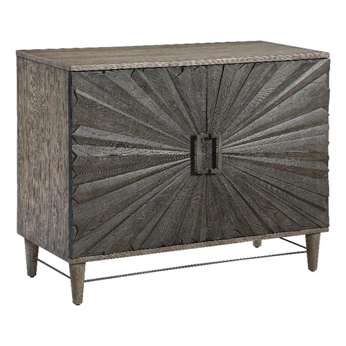 Uttermost Shield 2-Door Farmhouse Wood and Metal Cabinet in Brown/Gray - Picture 1 of 10