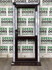 ROSEWOOD HALF PANEL DOOR SINGLE BACK EXTERNAL BROWN WOODGRAIN EXTERIOR UPVC PVC