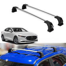 Erkul Roof Rack Cross Bars Fits Mazda 3 2014-2018 Aluminum Lockable Silver