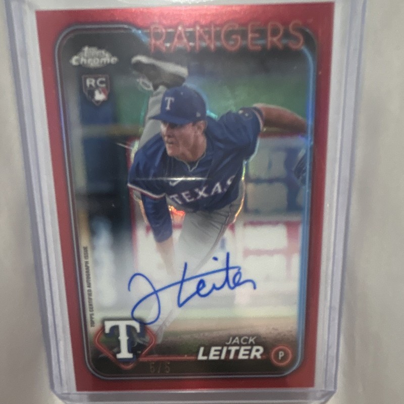 2022 Topps Chrome Jack Leiter Rookie Red Autographs Hard Signed Auto RA-JL 5/5