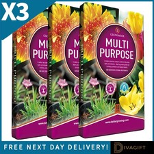3 x GROWMOOR MULTI ALL PURPOSE COMPOST 10L FOR CONTAINERS BASKET GARDEN SOIL BAG 0.43 per litre