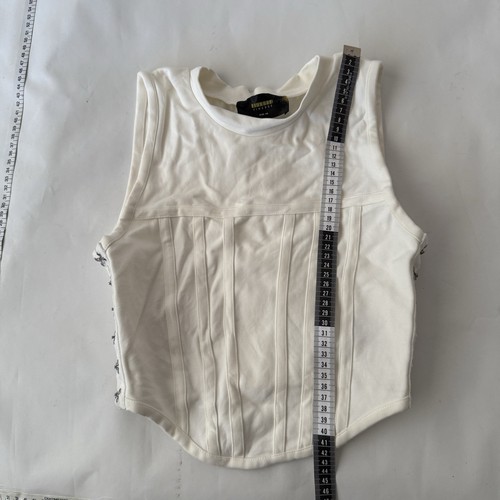 Finesse Cream White Scoop Neck Top UK Xs Corset Shirt Vgc - Picture 9 of 14