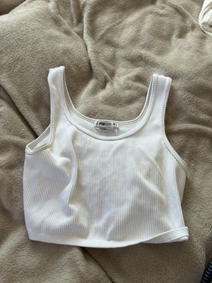 weißes new yorker crop top 