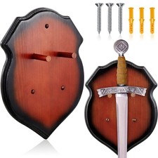 Wooden Sword Wall Mount Plaque Hanger Display Rack Set