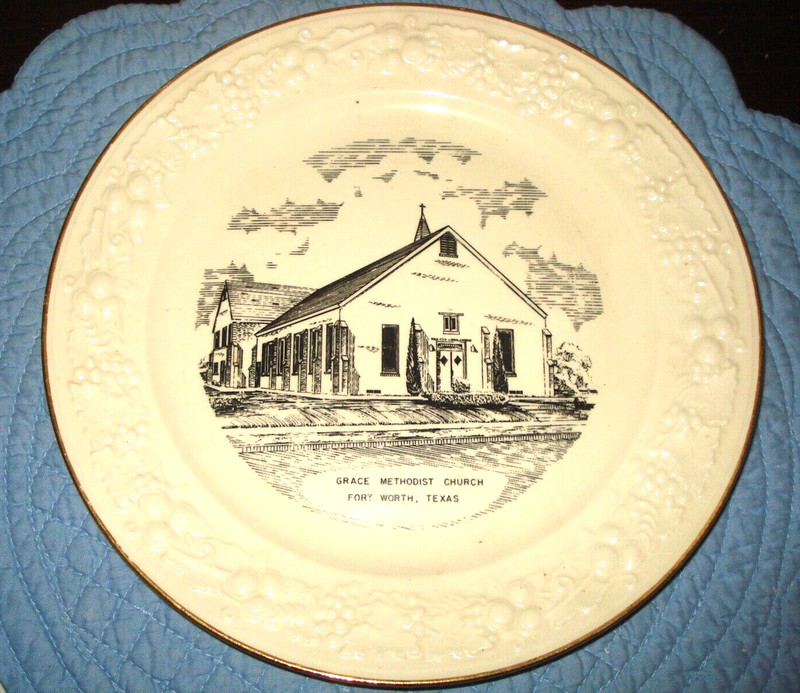 Vintage Grace Methodist Church Fort Worth Texas Collector Plate  Stamped